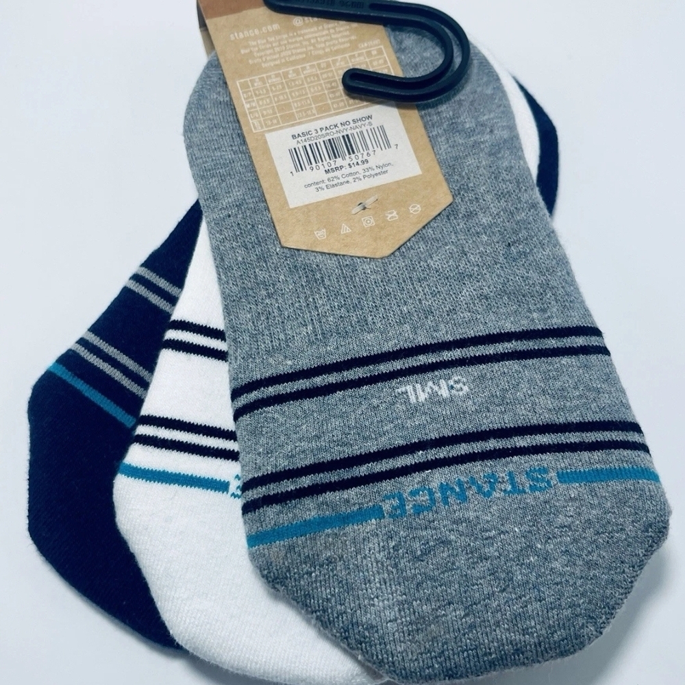 Stance Casual Gray and White Socks with Sporty Stripes
